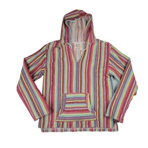 Beach By Exist Hoodie Women Size Extra Large Multi-color Stripped Poncho Hoodie